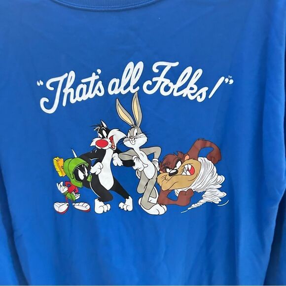 Looney Tunes Women's Blue Crewneck "Thats All Folks" Sweatshirt Size M - Picture 4 of 5